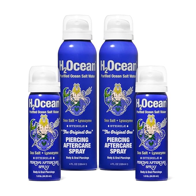 H2Ocean 2+2 Piercing Aftercare Spray Bundle Sea Salt Keloid & Bump Treatment, Wound Care Spray