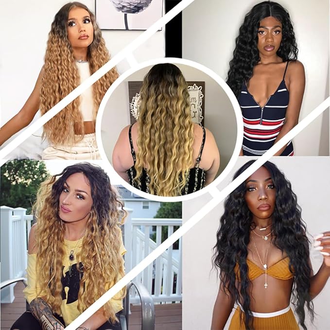 Freiuoke t1b/4/27 Deep Hair Bundle Ombre Human Hair Extensions Brazilian Virgin Remy Hair 3 Bundles 22 24 26 Inch 4/27 Human Hair Bundles