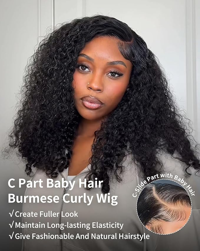 Tinashe Human Hair Wig Bob Burmese Curly Glueless Wigs Human Hair Pre Plucked Pre Cut Pre Bleached Wear And Go 6x5 HD Lace Front Closure Wigs for Black Women Side Part Natural Black Wig 20inch