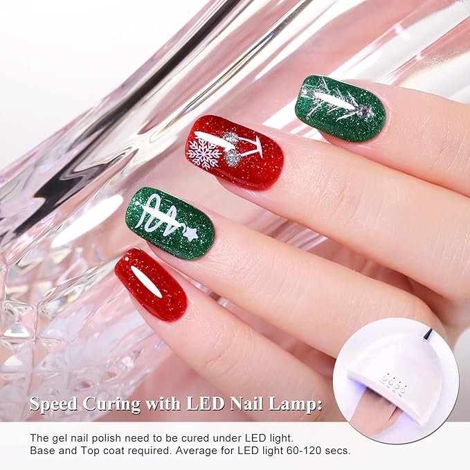 Imtiti Glitter Gel Nail Polish, 1Pcs Christmas Red Glitter Gel Polish Shimmer Red Soak Off UV LED Gel Polish, Long Lasting, Nail Art Starter Manicure Salon DIY at Home for Women (0.34 Fl Oz-1930)