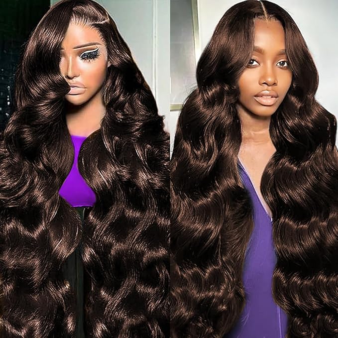 Chocolate Brown Lace Front Wig Human Hair 220 Density 13x6 Hd Body Wave Lace Front Wigs Human Hair Pre Plucked Colored Frontal Wigs Human Hair Brown Wigs Human Hair Wigs for Women 26 Inch