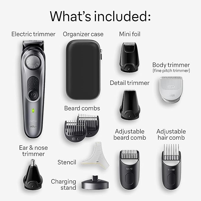 Braun All-in-One Men's Shaving Kit Series 7 7420, 11-in-1 Beard, Face, Nose, Ear Trimmer, Hair Clippers, Body Groomer and Manscaping, Holiday Gifts for Men