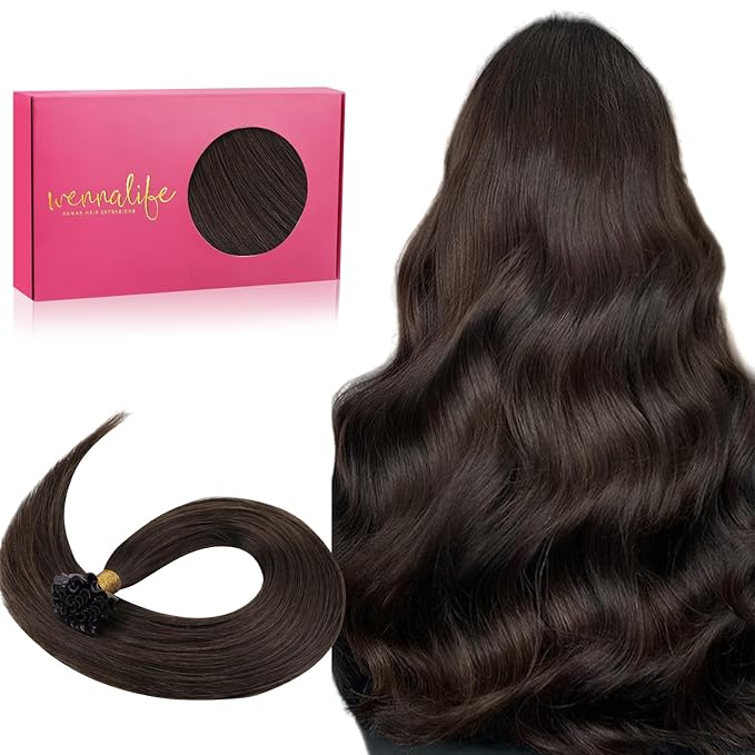 WENNALIFE U Tip Human Hair Extensions, 50g 50s 24 Inch Light Dark Brown Remy Invisible Straight Keratin K Tip Real Human Hair