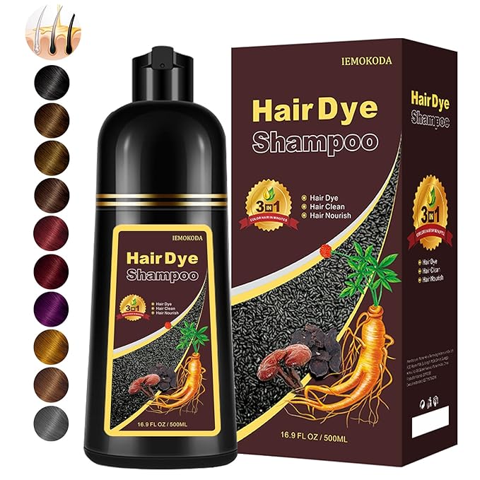 Instant Dark Brown Hair Dye Shampoo for Gray Hair 3 in 1, Natural Hair Color Shampoo for Women Men, Easy to Use, 100% Coverage Long Lasting Hair Dye 16.9 Fl Oz (Dark brown)