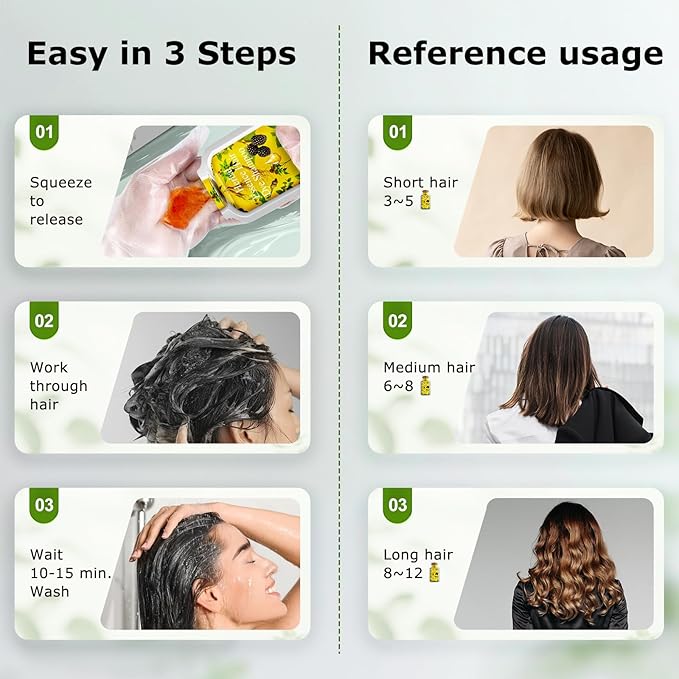 Limer Hair Dye Shampoo Natural Black Pack of 10, Root Touch-up Gray Coverage Hair Color, 6-in-1 Herbal Ingredients, Semi-Permanent Ammonia-Free for Men Women, 1oz/Pack