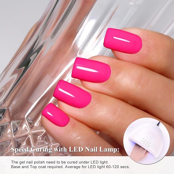 Imtiti Hot Pink Gel Nail Polish, 1Pcs Neon Pink Soak Off UV LED Gel Polish Nail Art Manicure Salon DIY at Home for Spring and Summer (0.34 Fl Oz-954)
