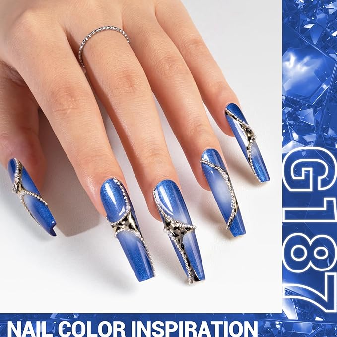 MelodySusie Blue Shimmer Glitter Gel Nail Polish,0.5fl oz Soak Off UV LED Dark Blue Glitter Gel Polish Gift for Women Nail Art Manicure Salon DIY Nail Design Decoration at Home-G187