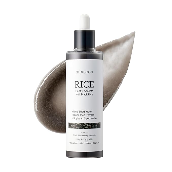 mixsoon Peeling Ampoule - Blackrice exfoliant, Gentle Exfoliating Serum for Smooth, Radiant Skin, Dead Skin Cells Remover 100ml / 3.38 fl.oz. Korean Glass Skin Care