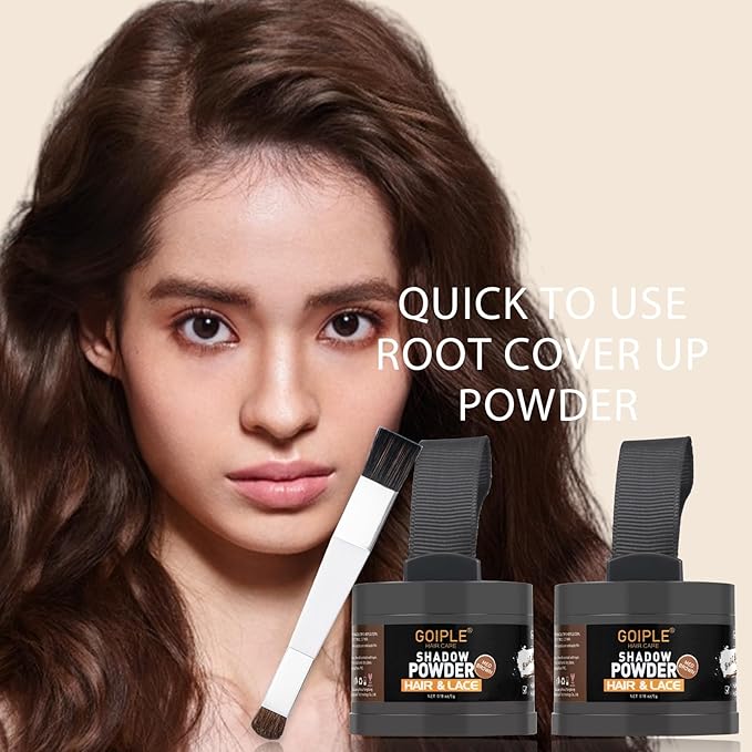 Root Cover Up Powder for Women - Medium Brown Hairline Powder for Bald Spots, Eyebrows, Beard Line, Light-Blonde Hair Fibers for Thinning Hair Shadow Powder 2 Pack