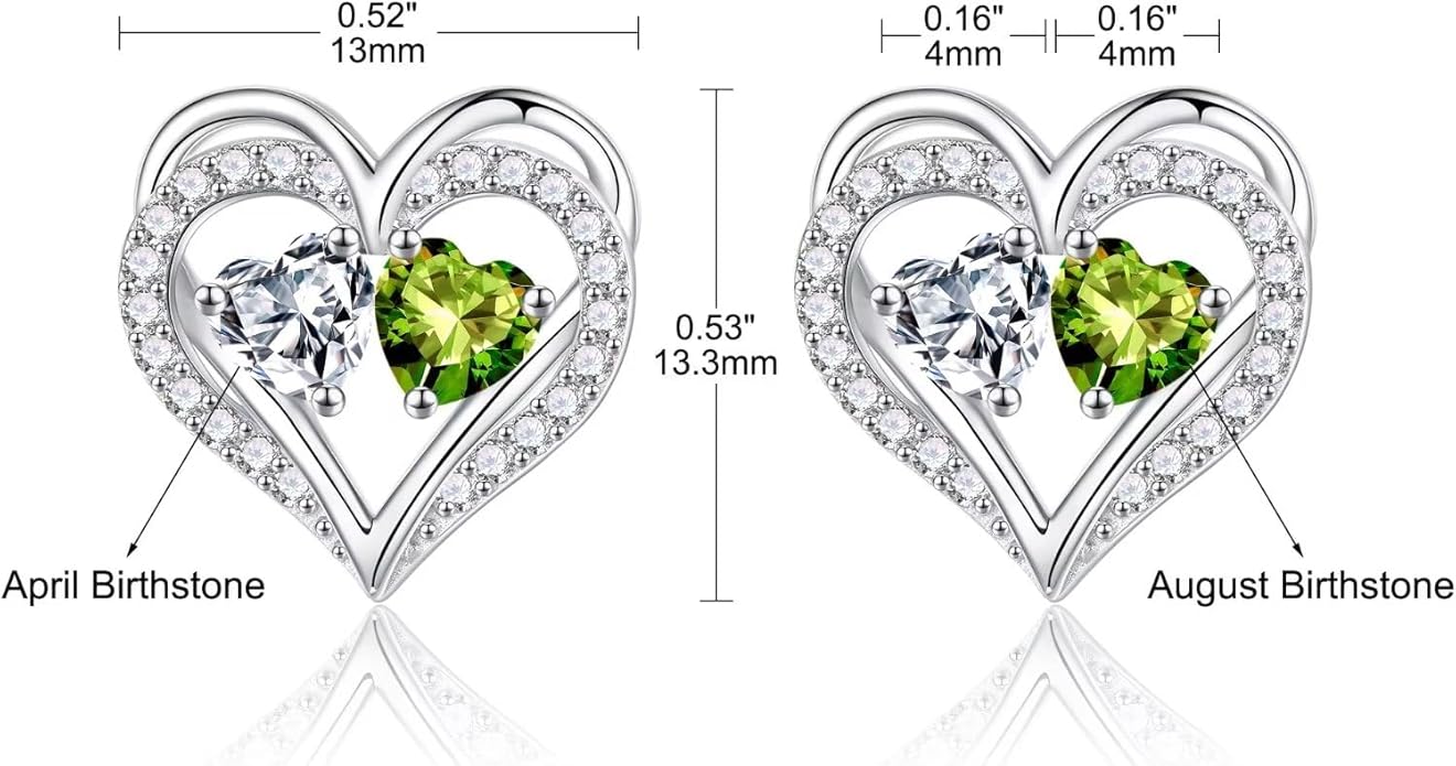 Iefil Christmas Gifts for Women Wife - 925 Sterling Silver Birthstone Earrings, Anniversary Birthday Gifts for Women Wife Girlfriend Mom