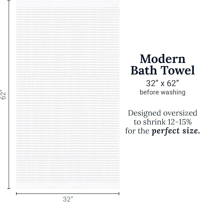 GILDEN TREE Waffle Towels for Bathroom Luxury 100% Cotton Bath Towels, Quick Dry Towel, Thin Super Absorbent Lint Free Shower Towels, Bath Towels Set of 2, Modern Style (White)