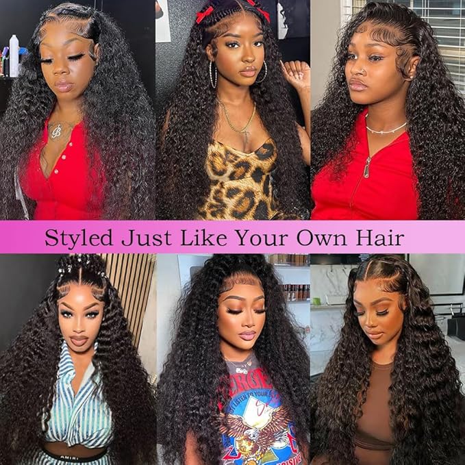 26 Inch 13x6 Lace Front Wigs Human Hair 200% Density Deep Wave Lace Frontal Wigs 13x6 Deep Wave HD Glueless Wig for Women Pre Plucked with Baby Hair