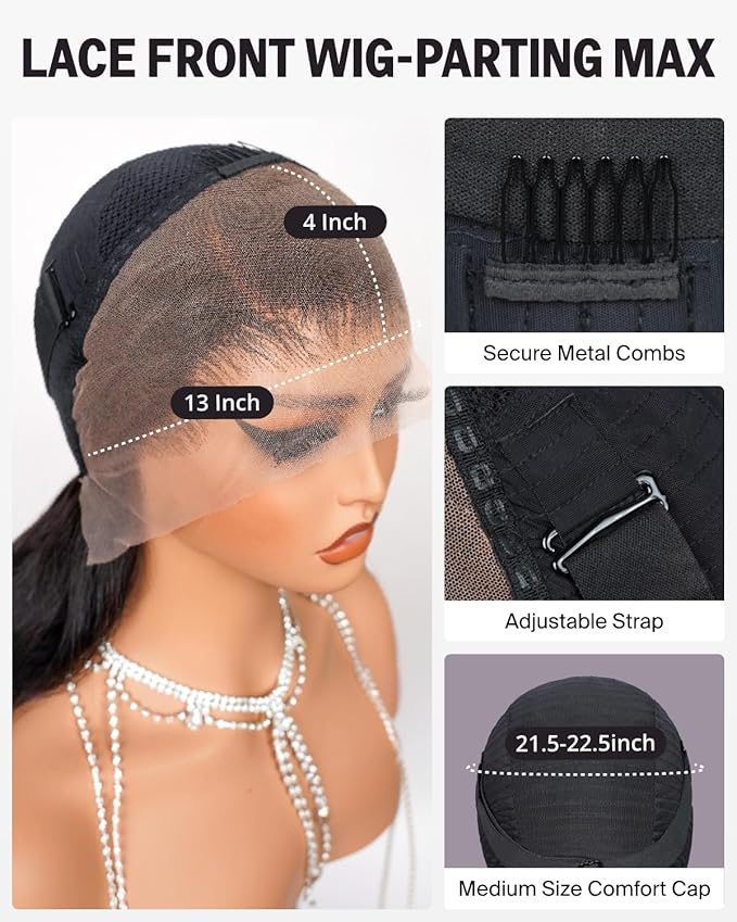 Megalook 13x4 HD Lace Front Wigs Human Hair 210 Density Body Wave Lace Front Wigs Human Hair Preplucked Natural Hairline Prebleached Knots Lace Front Wig for Black Women 12A Frontal Wigs 20 Inch