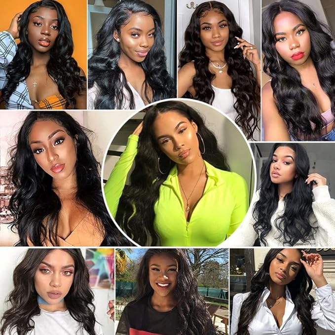 Body Wave Bundles Human Hair 18 Inch Body Wave Bundles 12A Brazilian Unprocessed Virgin Human Hair Wet and Wavy Double Weft Natural Black