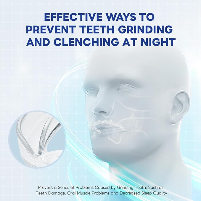 Mouth Guard for Grinding Teeth at Night, Teeth Grinding Mouth Guard for Sleeping, Perfect fit Night Guards for Teeth Grinding, 2 Size Mouthguard Available for Adults