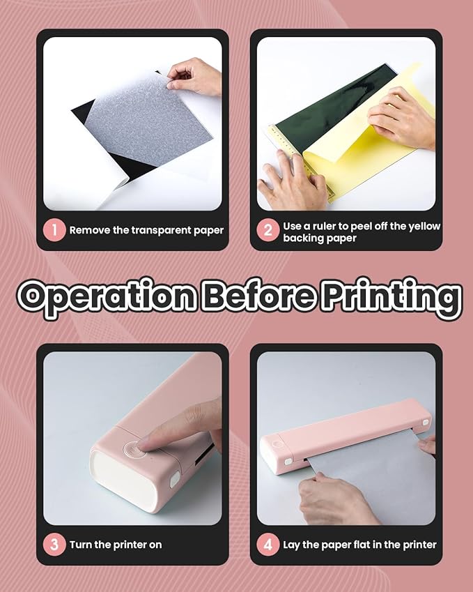 Phomemo Tattoo Stencil Printer, M08F Wireless Thermal Tattoo Printer with 10pcs Transfer Paper, Compatible with Phone/Tablet/PC, Tattoo Supplies for Tattoo Artists & Beginners, Pink﻿