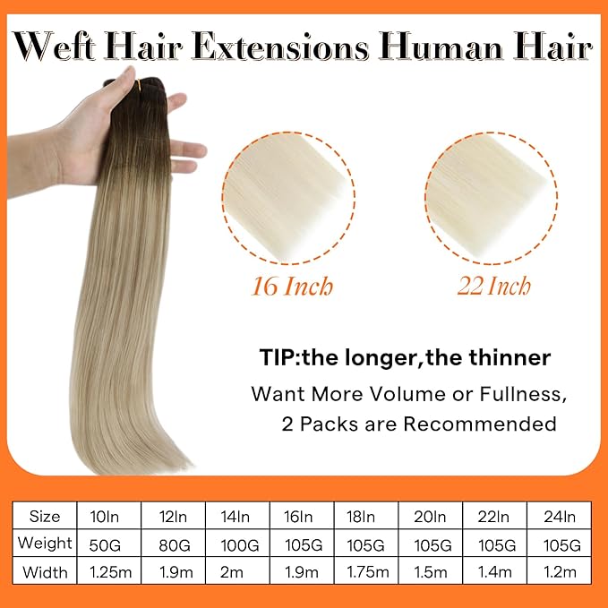 Full Shine Weft Hair Extensions Sew In Extensions Remy Hair Color Dark Brown To Ash Blonde Mix Blonde Hair Bundles For Women Invisible Sew In 18 Inch 105G
