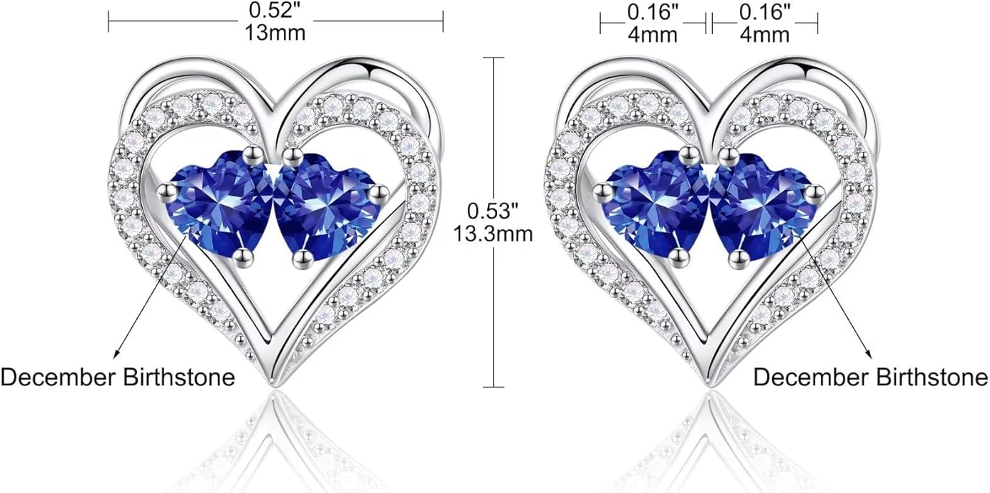 Iefil Christmas Gifts for Women Wife - 925 Sterling Silver Birthstone Earrings, Anniversary Birthday Gifts for Women Wife Girlfriend Mom