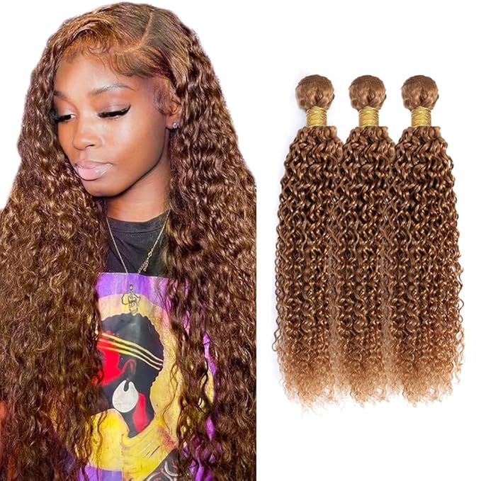 28 30 32 Inch Brown Bundles Human Hair #30 Dark Brown Water Wave 3 Bundle Unprocessed Brazilian virgin hair Weave Extensions Double Weft 50 Grams/Bundle Colored Brown Bundles for Woman