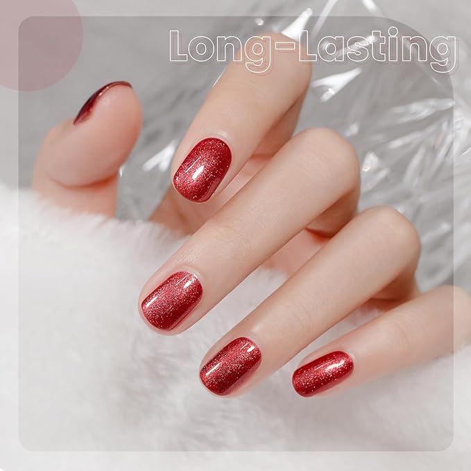 RARJSM Nude Glitter Gel Nail Polish Wine Red Tone Silver Rainbow Glitter Chunky Iridescent Sparkle Shimmer Diamond Transparent Gel Polish Single Bottle Soak off UV LED Cured for Home Salon Manicure
