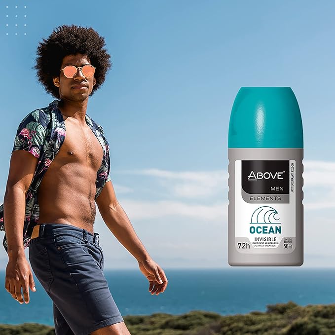 ABOVE Roll-On Elements Set, Ocean, 4 Pcs - Ball Deodorant for Men - 72-Hour Protection - Sensual Fragrance - Dry Touch - No Stains - Antiperspirant