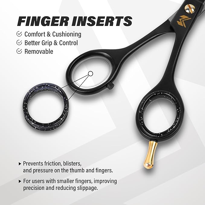 Barber Hair Cutting Scissors 6.5" – 420 Japanese Standard Stainless Steel Hair Scissors – Premium Shears for Professional Haircut – Black Sharp Shears with Hair and Beard Comb