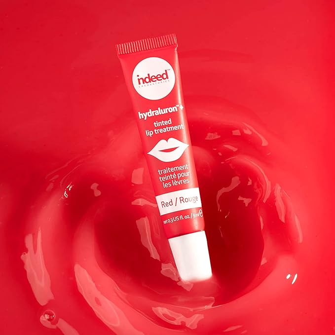 INDEED LABS Hydraluron + Tinted Lip Treatment, Hydrating Anti-Aging Lip Balm Treatment for Smooth Lips with Natural, Subtle Color, 9ml (Red)