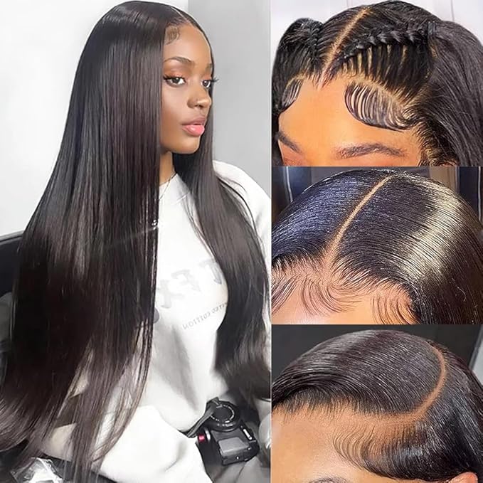 36 Inch Straight Lace Front Wigs Human Hair Pre Plucked 13x6 HD Transparent Lace Front Wigs for Women 200% Density Straight Frontal Wigs With Baby Hair
