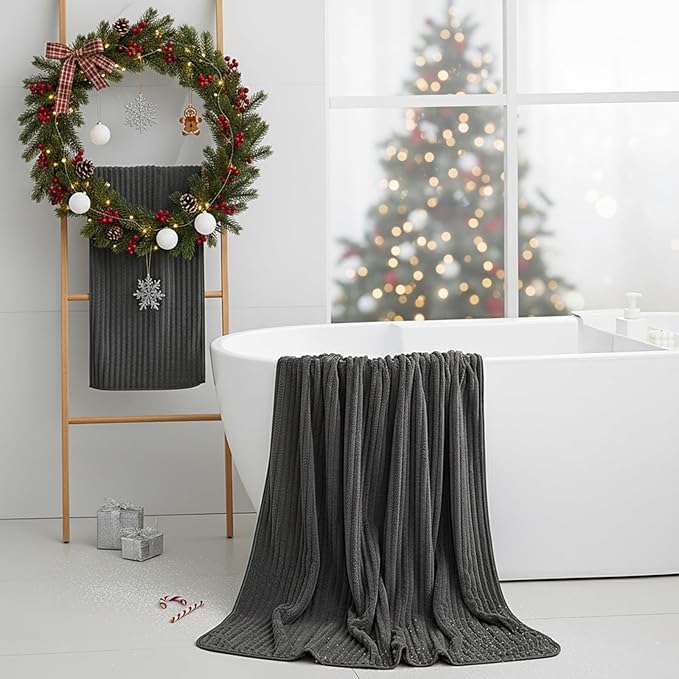 Extra Large Bath Towel Set of 6 (40"x80"),Oversized Bath Sheet Super Soft Highly Absorbent Microfibers Quick Dry Luxury Shower Towel for Bathroom Spa Gym Hotel Yoga (Charcoal Gray, 6Piece)