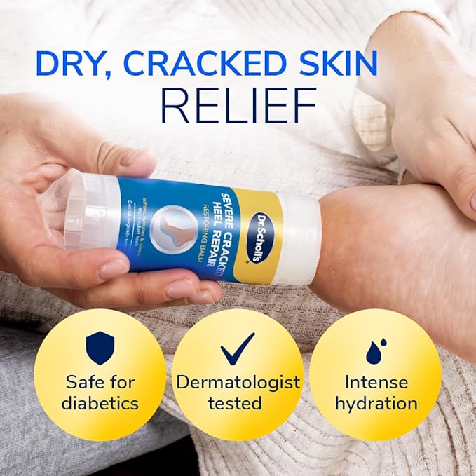Dr. Scholl's Severe Cracked Heel Repair Restoring Balm 2.5oz, with 25% Urea for Dry, Cracked Feet, Heals and Moisturizes for Healthy Feet