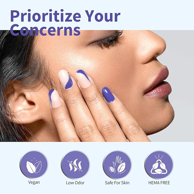 CANNI Blue Gel Nail Polish, 1Pcs Royal Blue Gel Polish Navy Dark Cobalt Purple Color High Gloss Soak Off U V French Nail Manicure Salon DIY