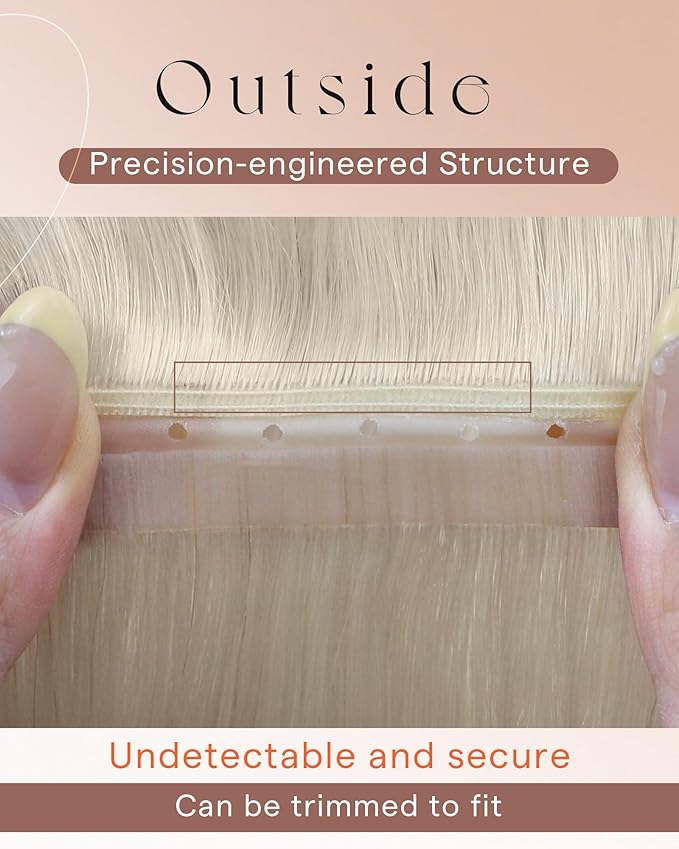 Sunny Hair Genius Weft Hair Extensions with Hole 22 Inch Butterfly PU Weft Hair Extensions Human Hair Platinum Blonde Invisible Double Layered 100G