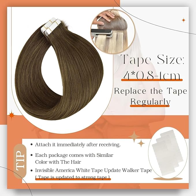 Full Shine Brown Tape Hair Extensions Real Human Hair Color 3 Dark Brown Tape in Extensions 12Inch Invisible Seamless Skin Weft for Wedding 30G 20Pcs Double Sided Tapes Remy Extension
