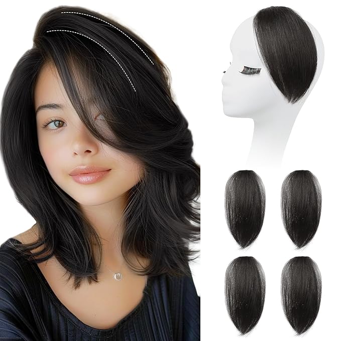REECHO Clip in Hair Volumizer, Short Thick Clip in Hairpieces Adding Extra Hair Volume Extensions for Women with Thin Fine (Black Brown, 8 Inch(Pack of 4))