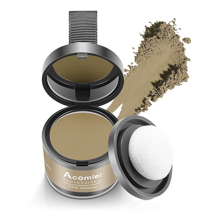 Acomler Instantly Root Cover Up Hairline Shadow Powder for Thinning Hair, Grey Hair, Eyebrows, Beard Lines, and Bald Spots (Coffee)