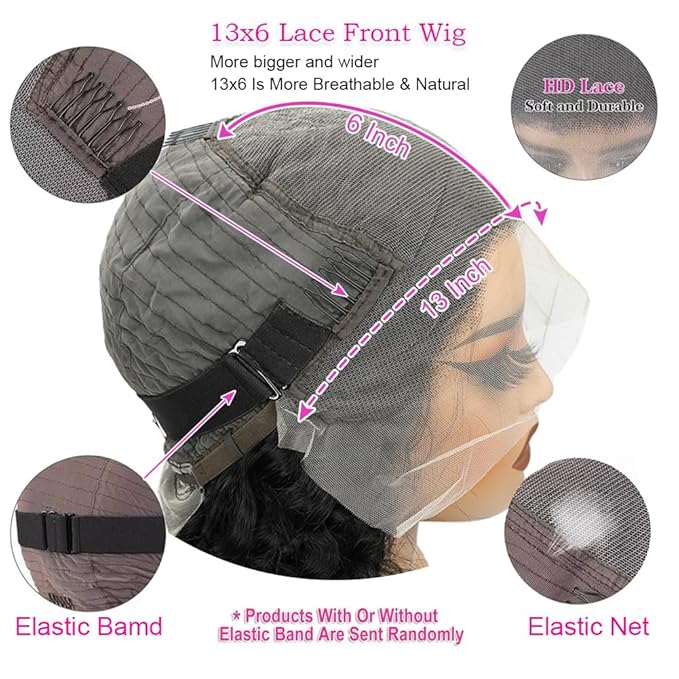 22 Inch Deep Wave Lace Front Wigs Human Hair 200% Density 13x6 HD Lace Frontal Wigs Human Hair Pre Plucked Deep Curly Glueless Wig for Women Natural Color