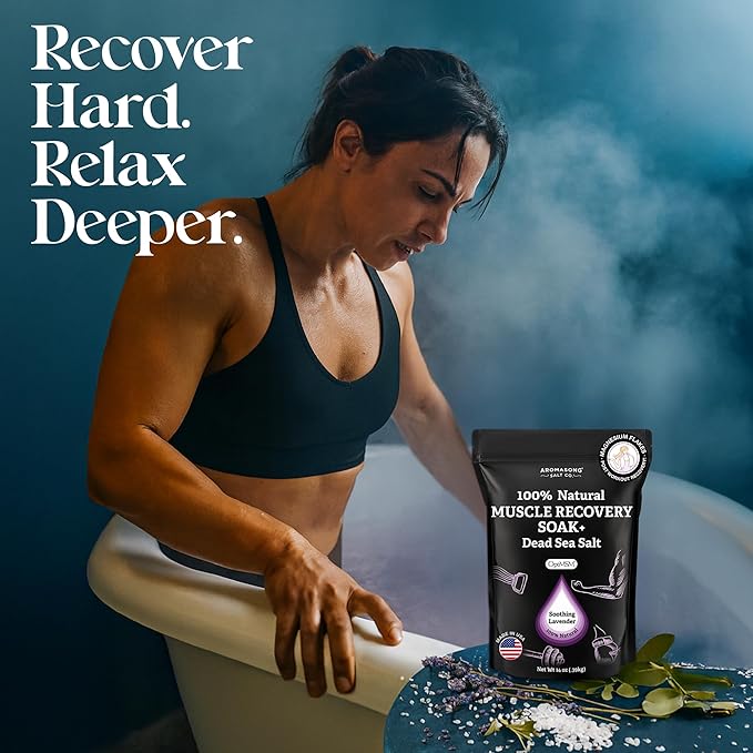 Aromasong Muscle Recovery Bath Soak for Muscle | Sore Muscle Soak with Dead Sea Salt, OptiMSM, Magnesium Flakes & Essential Oils | 3 Lb. - Made in USA.