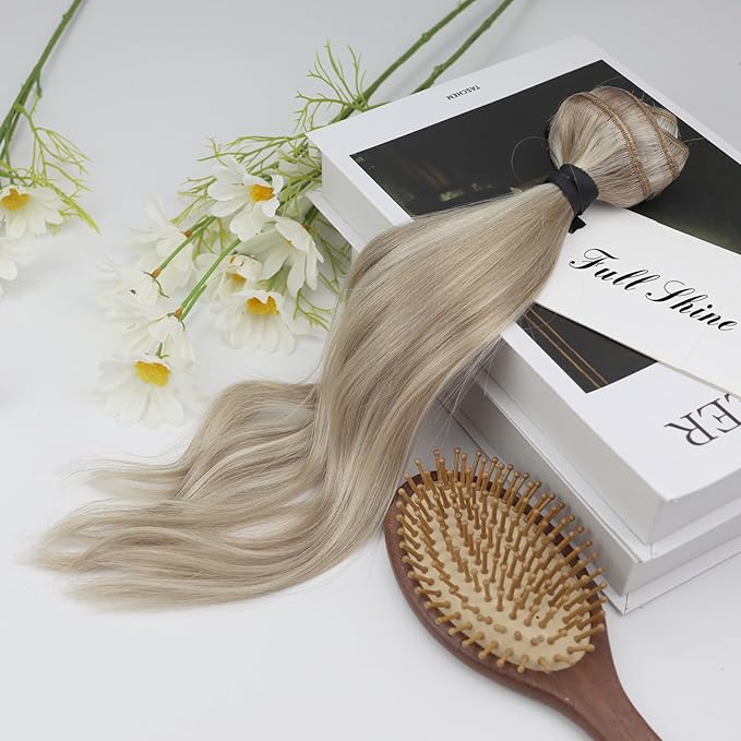 Full Shine Clip in Extensions Golden Blonde Highlight Medium Blonde Clip in Hair Extensions for Women Straight Invisible Clip ins Softness 12 Inch 3 PCS 60 G