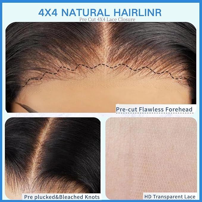 Wear and Go Glueless Bob Wig Human Hair Pre Plucked Pre Cut 4x4 HD Transparent Lace Front Wigs Human Hair 150% Density Short Straight Bob Wigs for Black Women No Glue Lace Closure Wigs（16 Inch ）