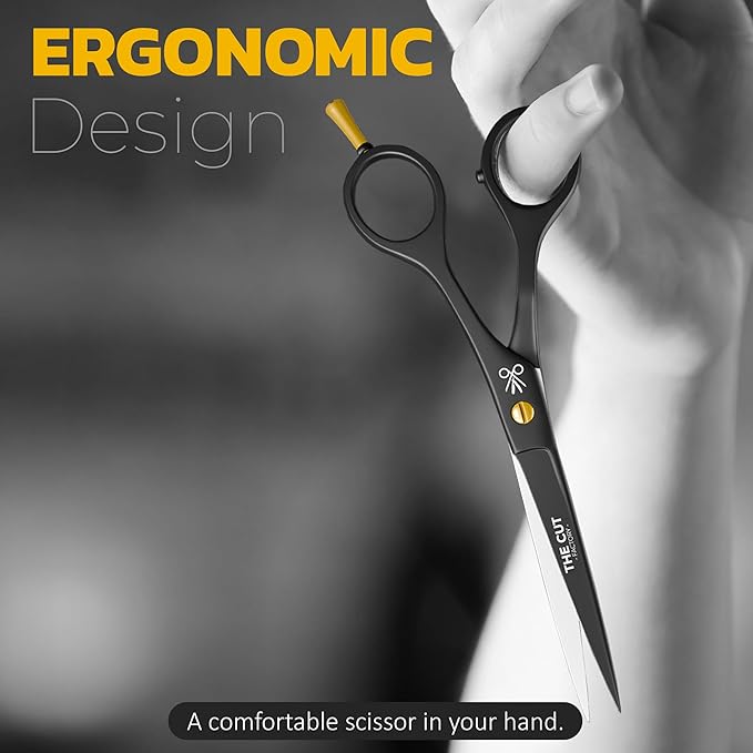 The Cut Factory- Hair Cutting Scissors & Straight Razor Barber Kit with Leather Pouch – Professional Hair Scissors, Barber Scissors & Razor with 20 Replaceable Blades