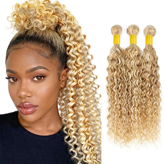 28 30 32 inch Blonde Bundles Human Hair 613 Bundles P27613 Water Wave Bundle 613 Wet and Wavy Bundle Human Hair 150g