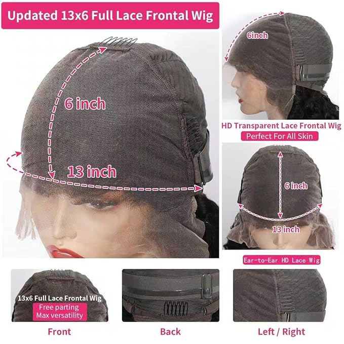 34 Inch Water Wave Lace Front Wigs Human Hair Pre Plucked 13x6 Deep Part HD Lace Frontal Wig 200 Density Curly Human Hair Wig for Women