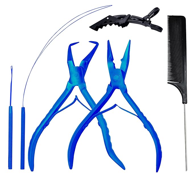 SIVOTE Professional Hair Extension Tools Kit Stainless Steel, Microlink & Itip Extensions Tool Kit, Blue