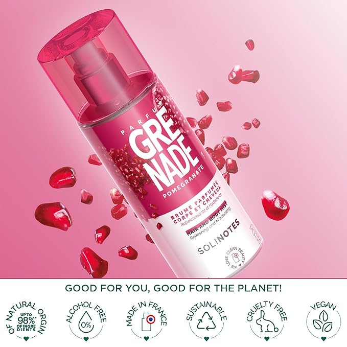 Solinotes Pomegranate Body Mist–Alcohol-Free, Long-Lasting Fragrance Spray with Pomegranate, Fruity Citrus Scent – Clean, Cruelty-Free Hair & Body Perfume Spray for Women (8.45 Fl Oz)