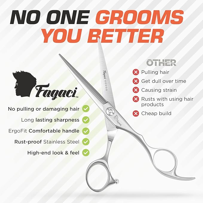 Fagaci Professional Hair Clippers & Hair Scissors with Extremely Fine Cutting, Hair Cutting Scissors Professional, Cordless Hair Clippers Set, Hair Shears, Barber Clippers Hair Cutting Shears