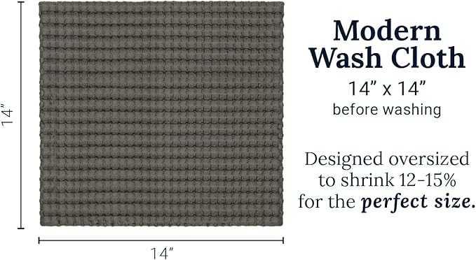 GILDEN TREE Waffle Bath Towels Wash Cloths for Showering, Exfoliating Washcloth Quick Dry Towel, Face Towels for Washing Face Cotton Washcloths Set of 4, Modern Style (Stone)