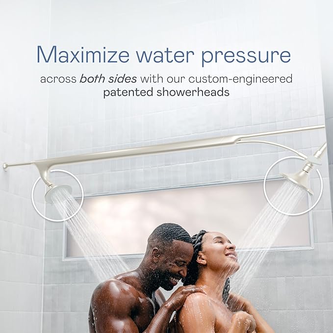 BOONA - The Original Tandem Shower | As Seen On Shark Tank | Double Shower Head for Couples, High Pressure Dual Shower Heads (One Showerhead, Brushed Nickel)