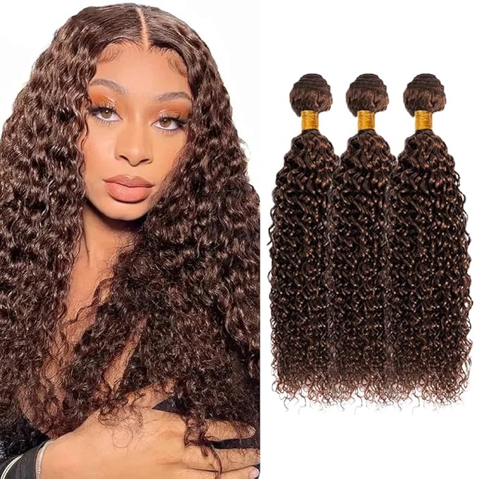 Brown Bundles Human Hair #4 Kinky Curly Bundles 18 20 22 inch Chocolate Brown Kinky Curly Bundle Color 4 Human Hair Bundle