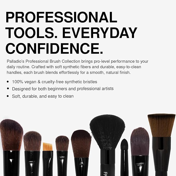 Palladio Flat Shadow Brush, Eyeshadow Flawless Blending, Perfect to Contour, Soften Edges, Smooth Finish, Synthetic Natural Bristles, Soft Feel, Comfortable Grip, Professional Application