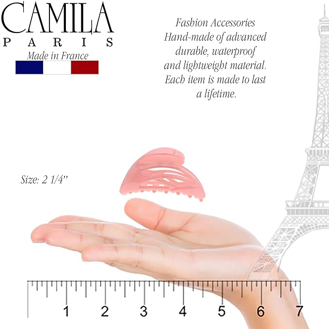 Camila Paris CP3435 French Hair Clip for Women, Small Dolphin Pink, Girls Hair Claw Clips Jaw Fashion Durable and Styling Hair Accessories for Women, Strong Hold No Slip Grip Made in France
